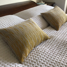 Load image into Gallery viewer, Large linen pillow with grasses print in mustard yellow